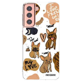 Picasee Samsung Galaxy S21 5G G991B Hülle - Transparentes Silikon - Frenchies