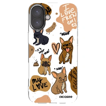 Picasee Apple iPhone 16 Plus Hülle - Transparentes Silikon - Frenchies