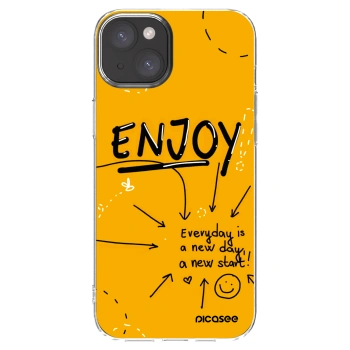 Picasee Apple iPhone 15 Plus Hülle - Transparentes Silikon - Enjoy