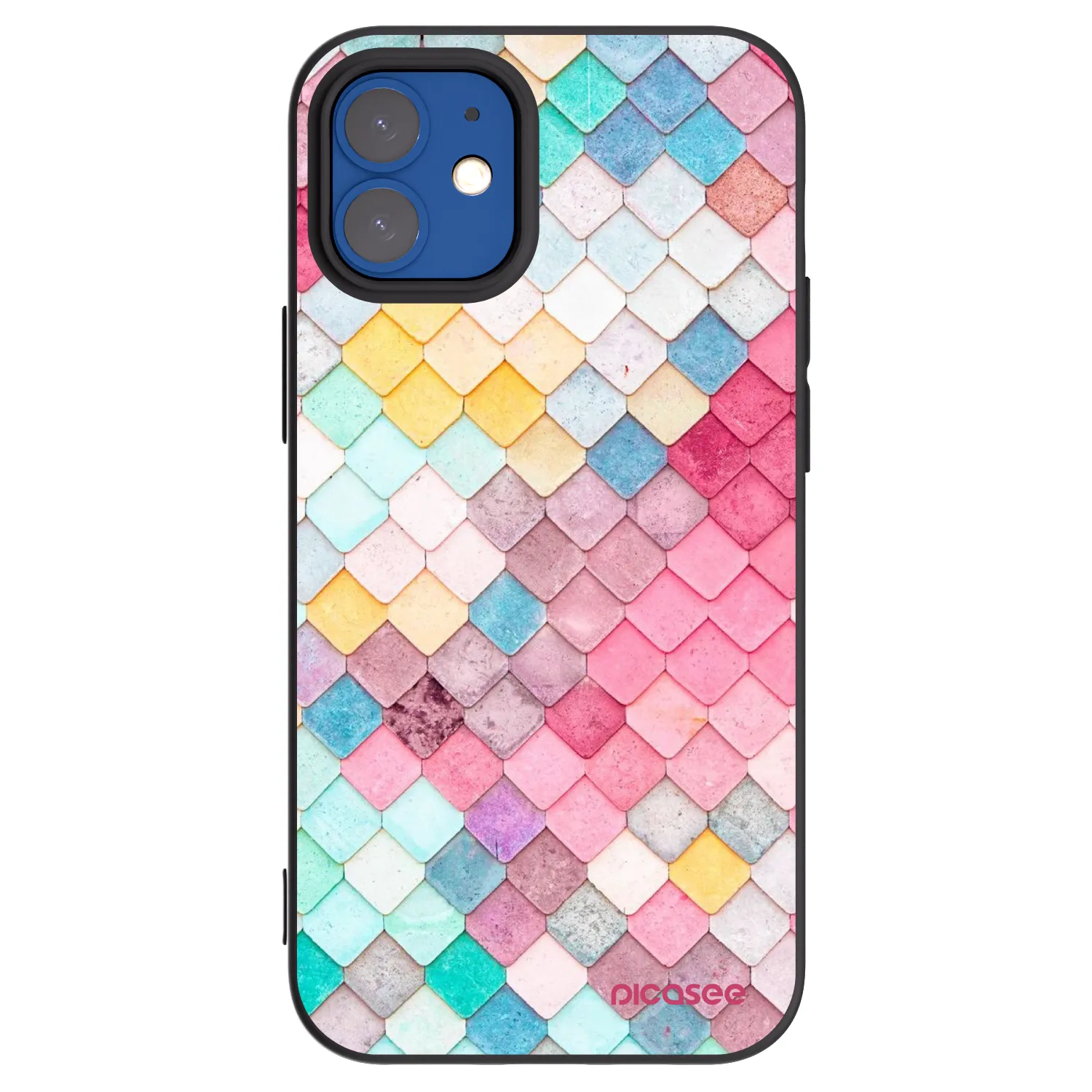 Picasee Apple iPhone 12 mini Hülle - Schwarzes Silikon - Farbiges Dach