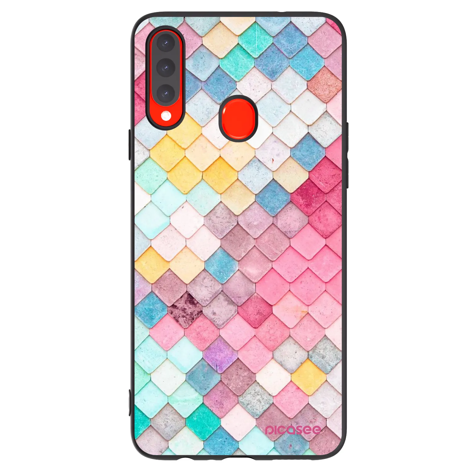 Picasee Samsung Galaxy A20s Hülle - Schwarzes Silikon - Farbiges Dach