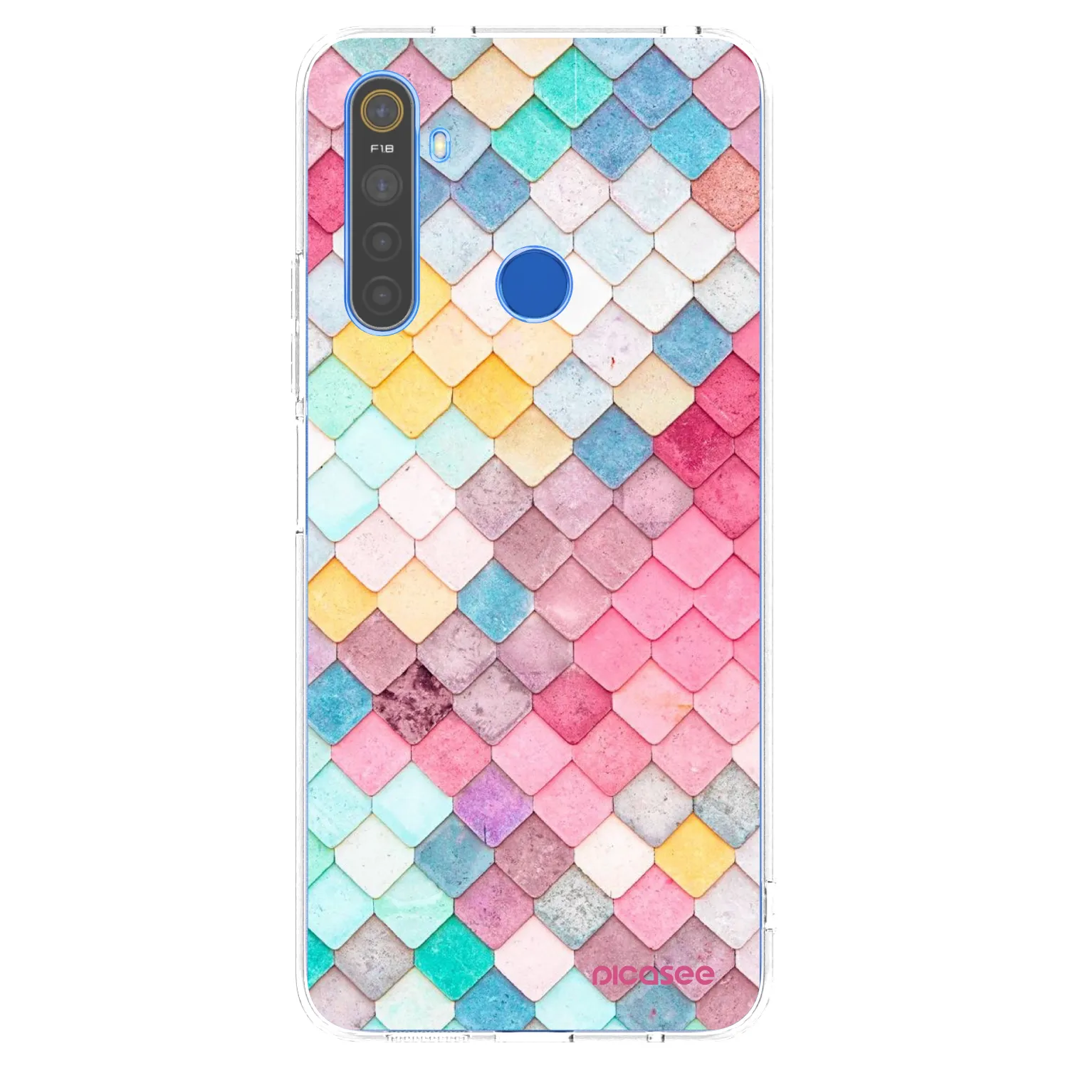 Picasee Realme 5 Hülle - Transparentes Silikon - Farbiges Dach