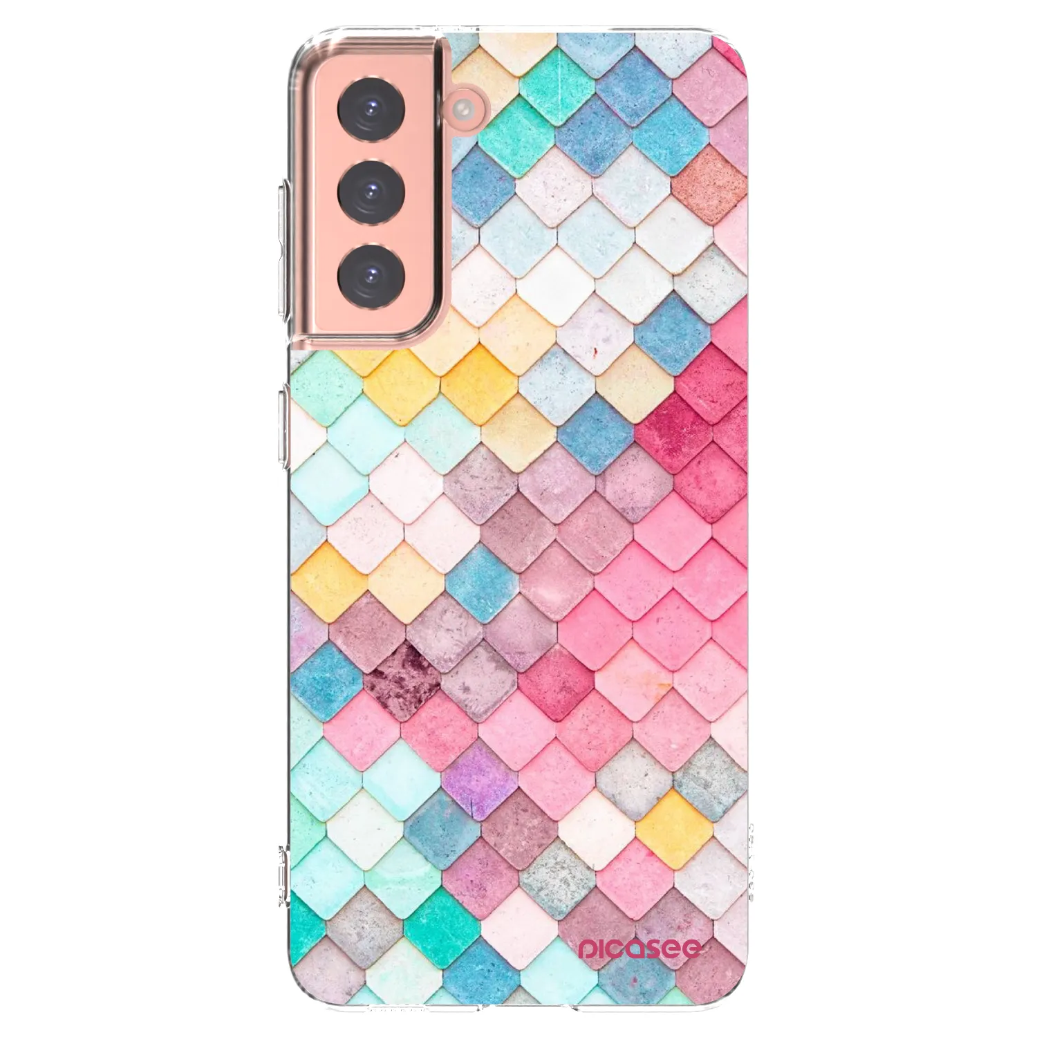 Picasee Samsung Galaxy S21 5G G991B Hülle - Transparentes Silikon - Farbiges Dach