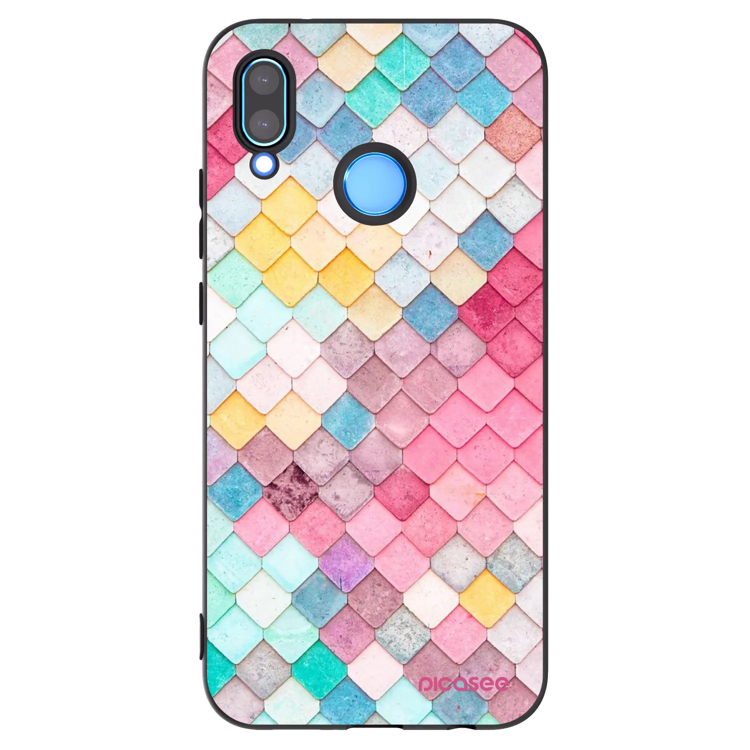 Picasee Huawei P20 Lite Hülle - Schwarzes Silikon - Farbiges Dach