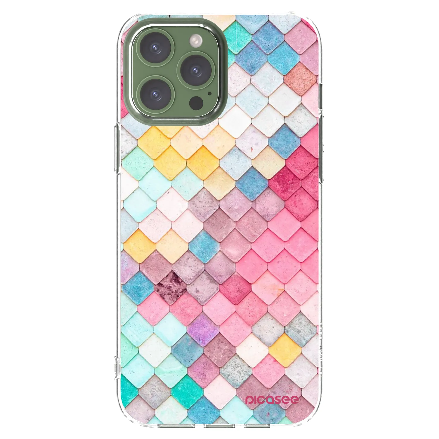 Picasee Apple iPhone 13 Pro Max Hülle - Transparentes Silikon - Farbiges Dach