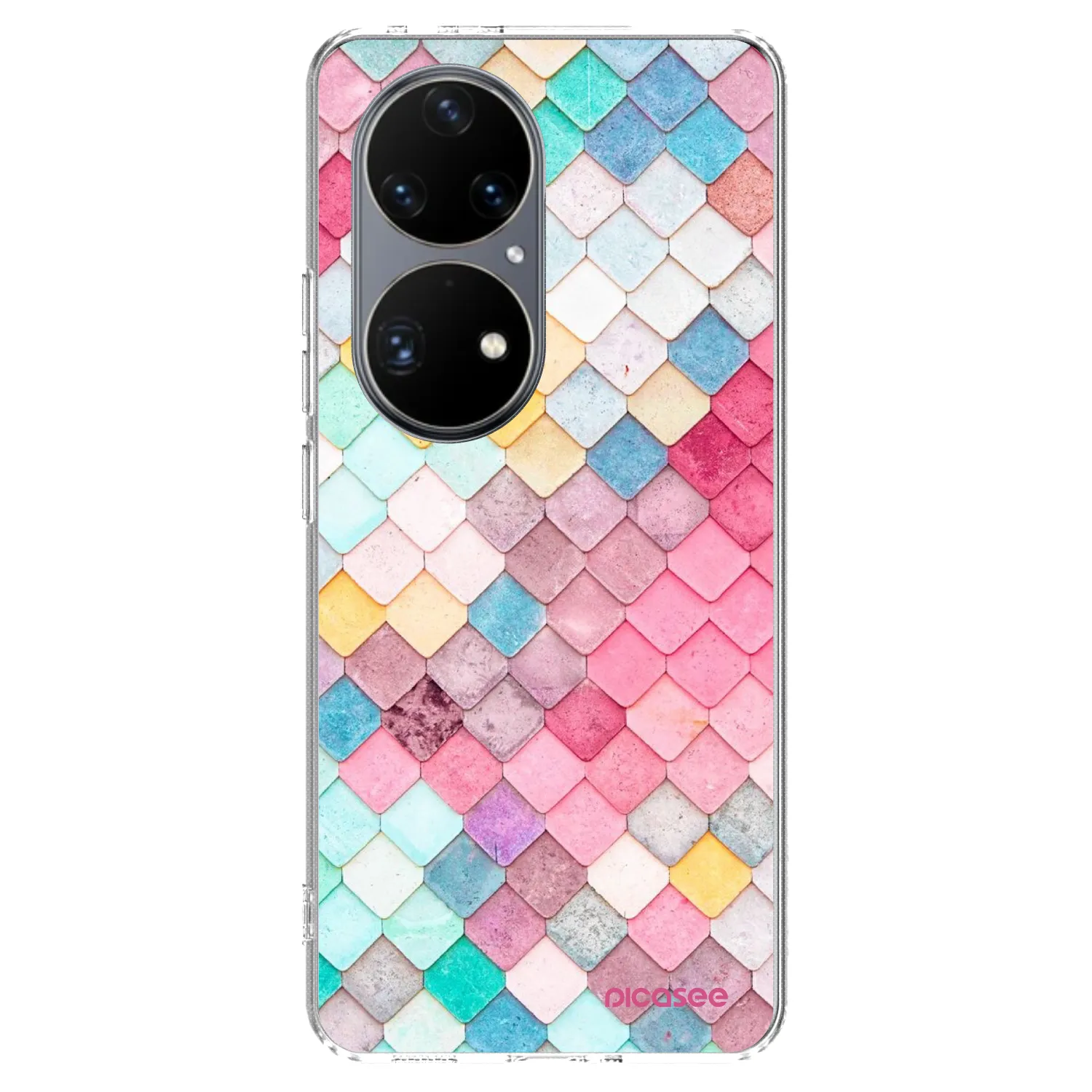 Picasee Huawei P50 Hülle - Transparentes Silikon - Farbiges Dach