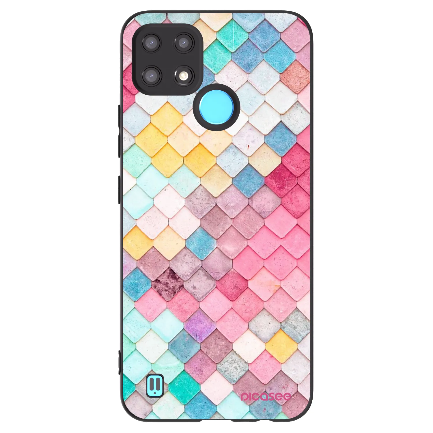 Picasee Realme C21 Hülle - Schwarzes Silikon - Farbiges Dach