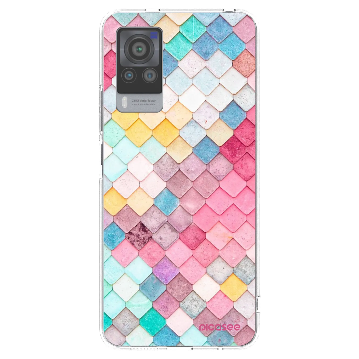 Picasee Vivo X60 Pro 5G Hülle - Transparentes Silikon - Farbiges Dach