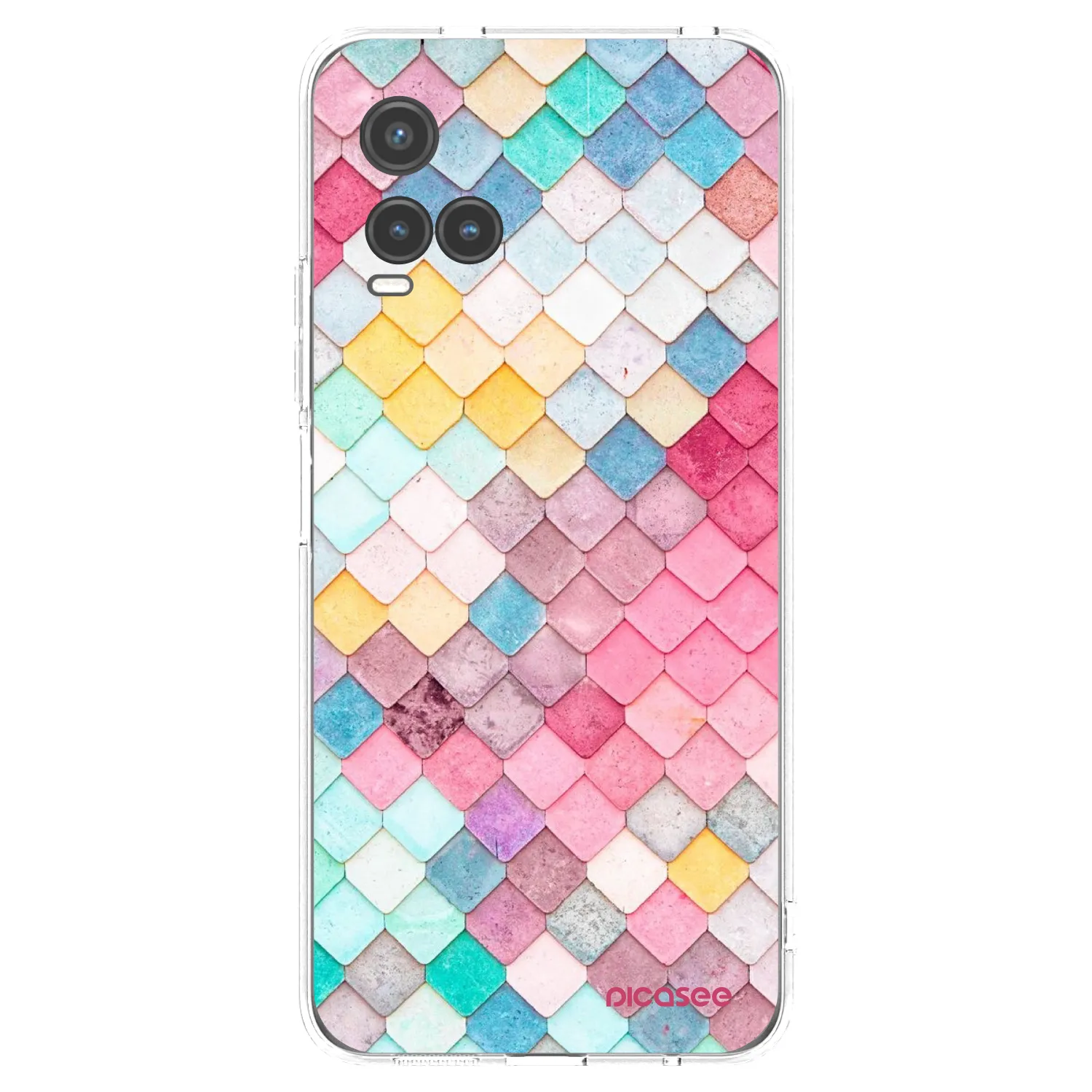 Picasee Vivo Y33s Hülle - Transparentes Silikon - Farbiges Dach