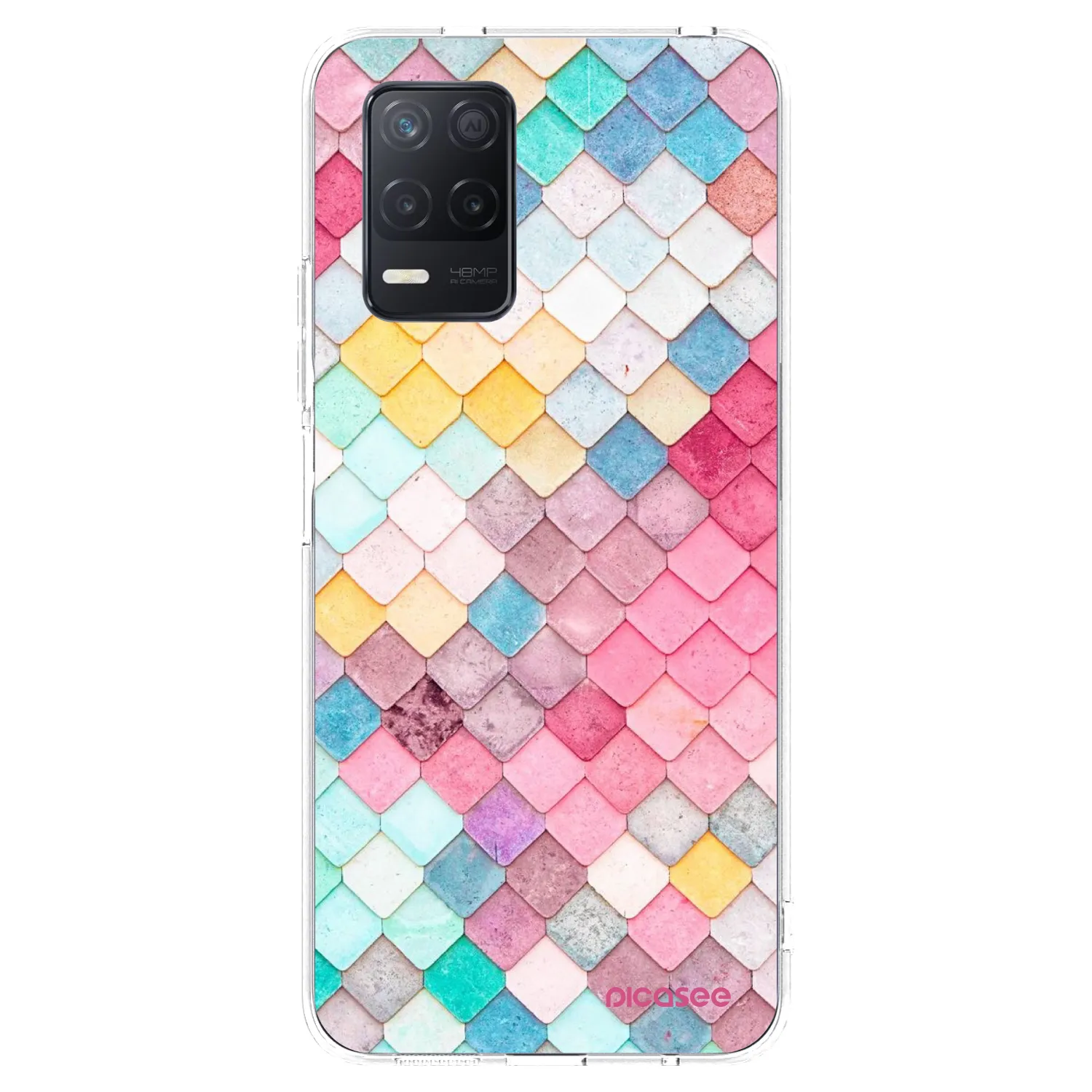 Picasee Realme 8 5G Hülle - Transparentes Silikon - Farbiges Dach