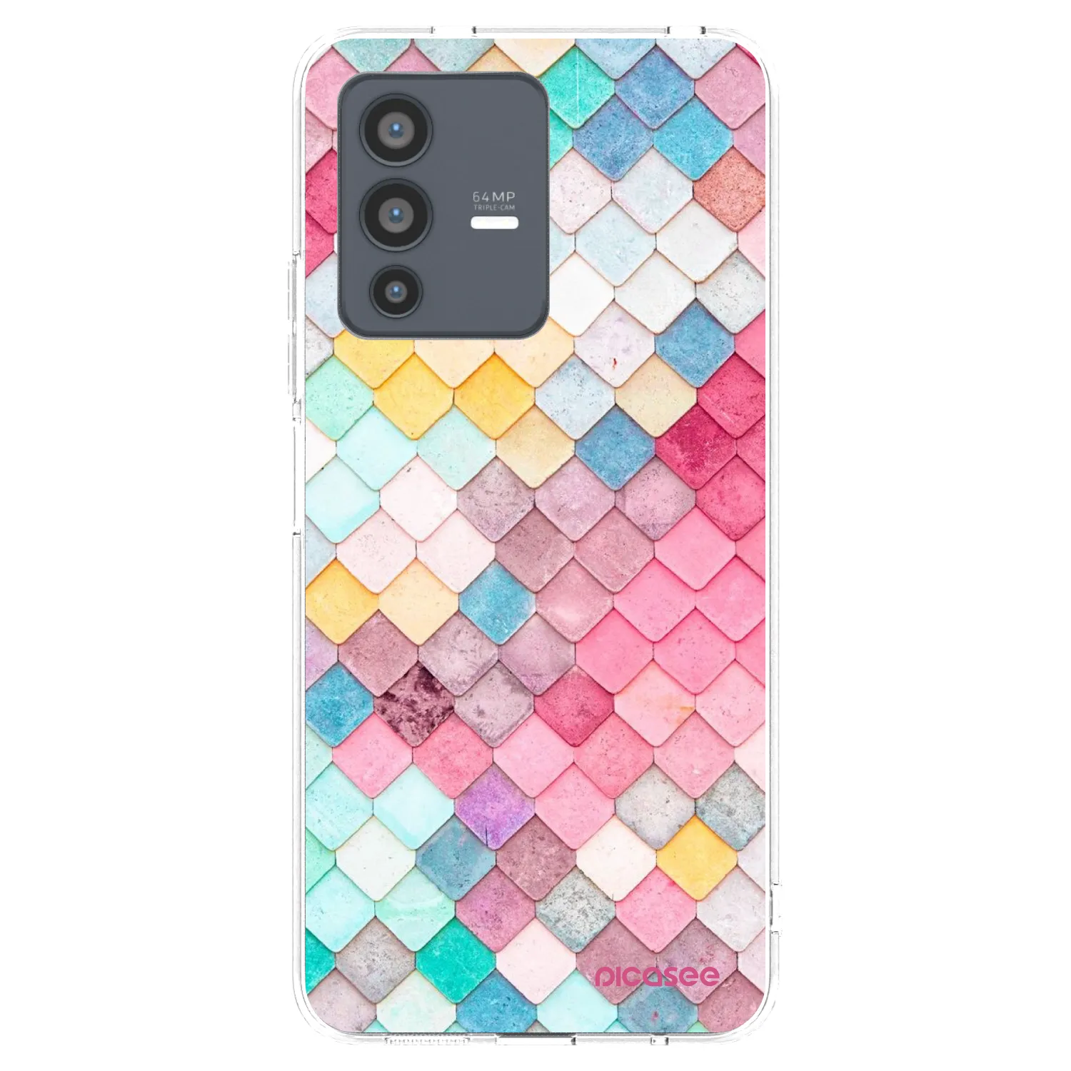 Picasee Vivo V23 5G Hülle - Transparentes Silikon - Farbiges Dach