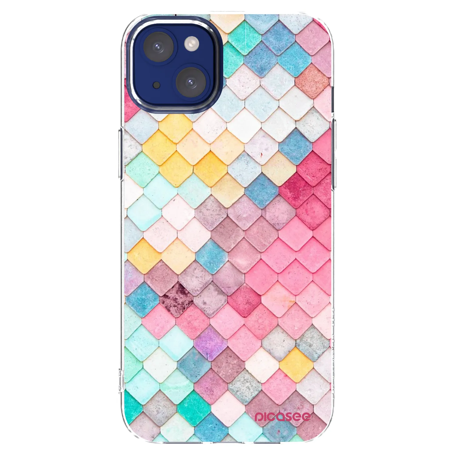 Picasee Apple iPhone 14 Plus Hülle - Transparentes Silikon - Farbiges Dach
