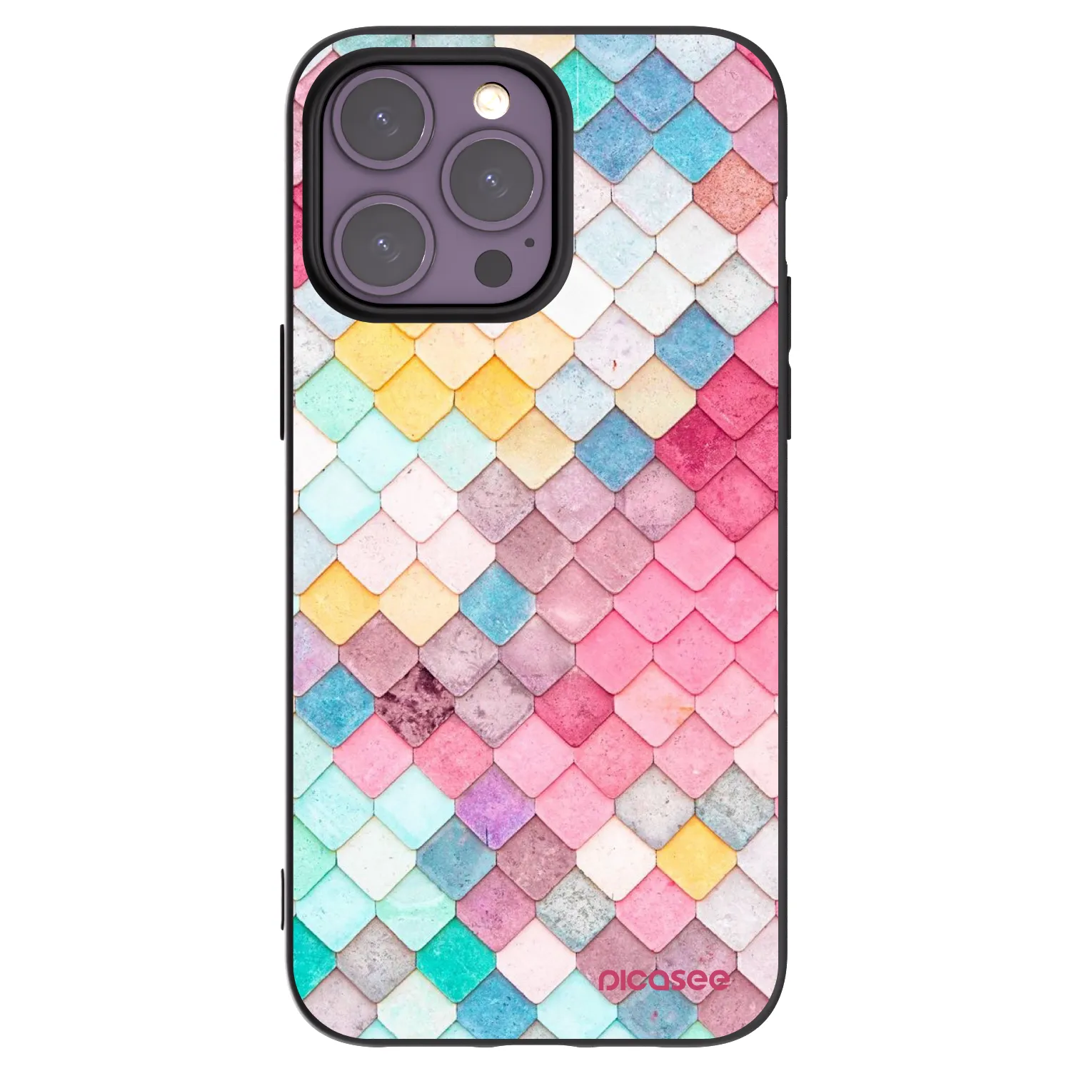 Picasee Apple iPhone 14 Pro Max Hülle - Schwarzes Silikon - Farbiges Dach