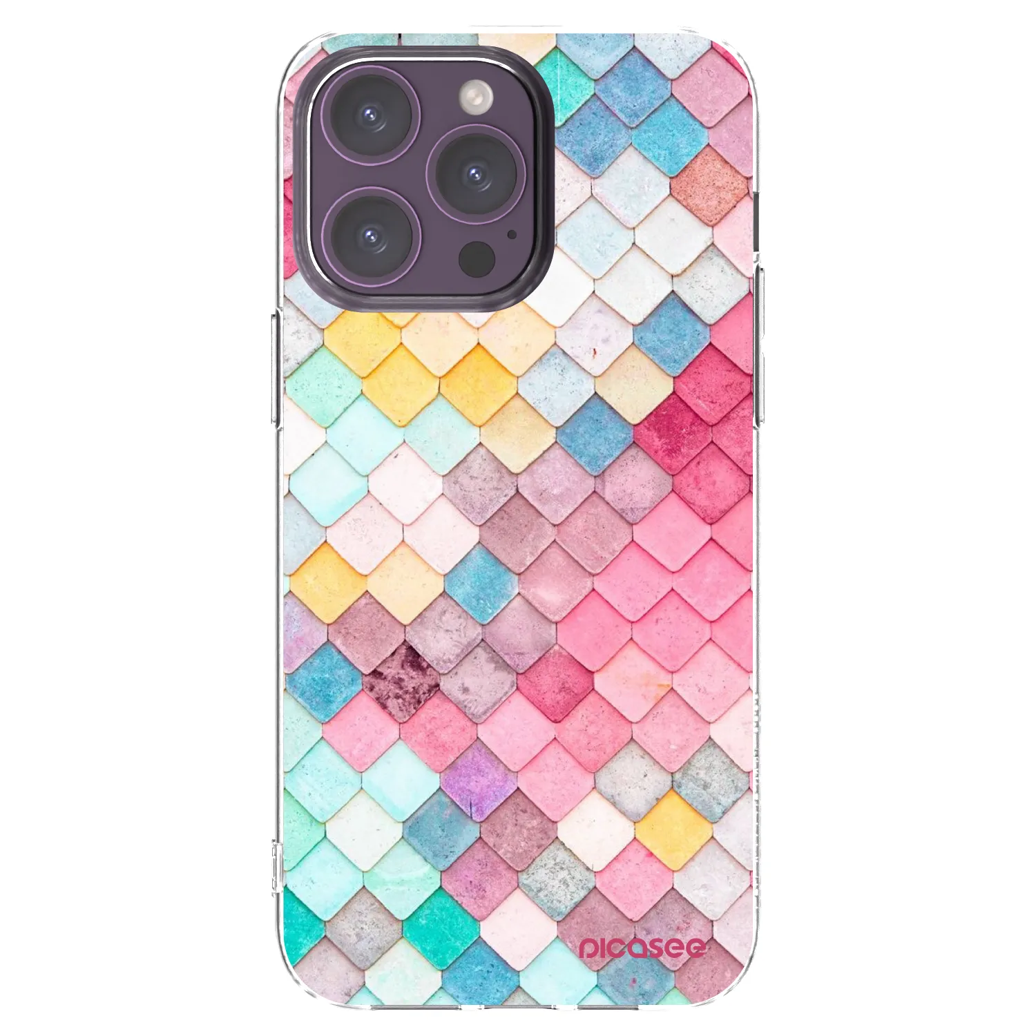 Picasee Apple iPhone 14 Pro Max Hülle - Transparentes Silikon - Farbiges Dach