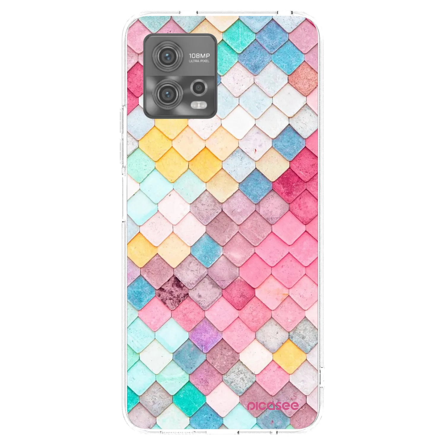 Picasee Motorola Moto G72 Hülle - Transparentes Silikon - Farbiges Dach