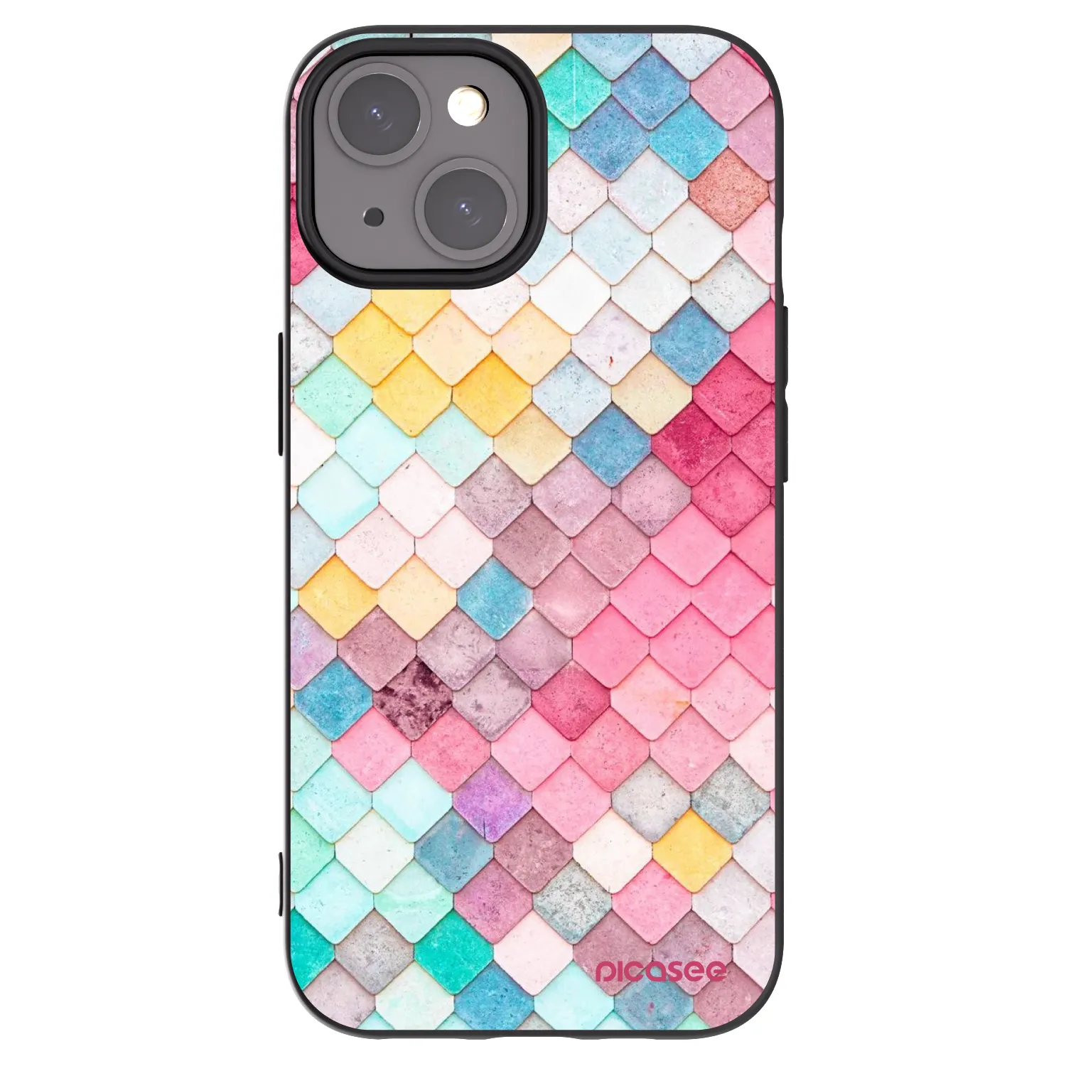 Picasee Apple iPhone 15 Hülle - Schwarzes Silikon - Farbiges Dach