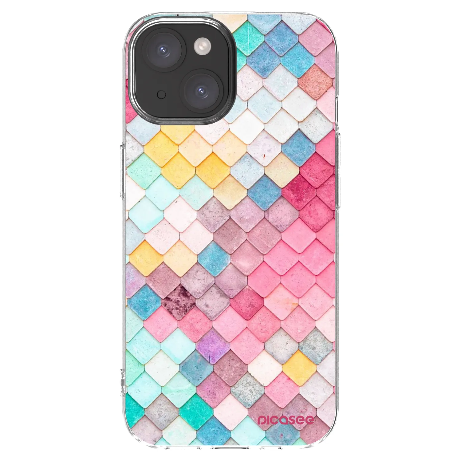 Picasee Apple iPhone 15 Hülle - Transparentes Silikon - Farbiges Dach