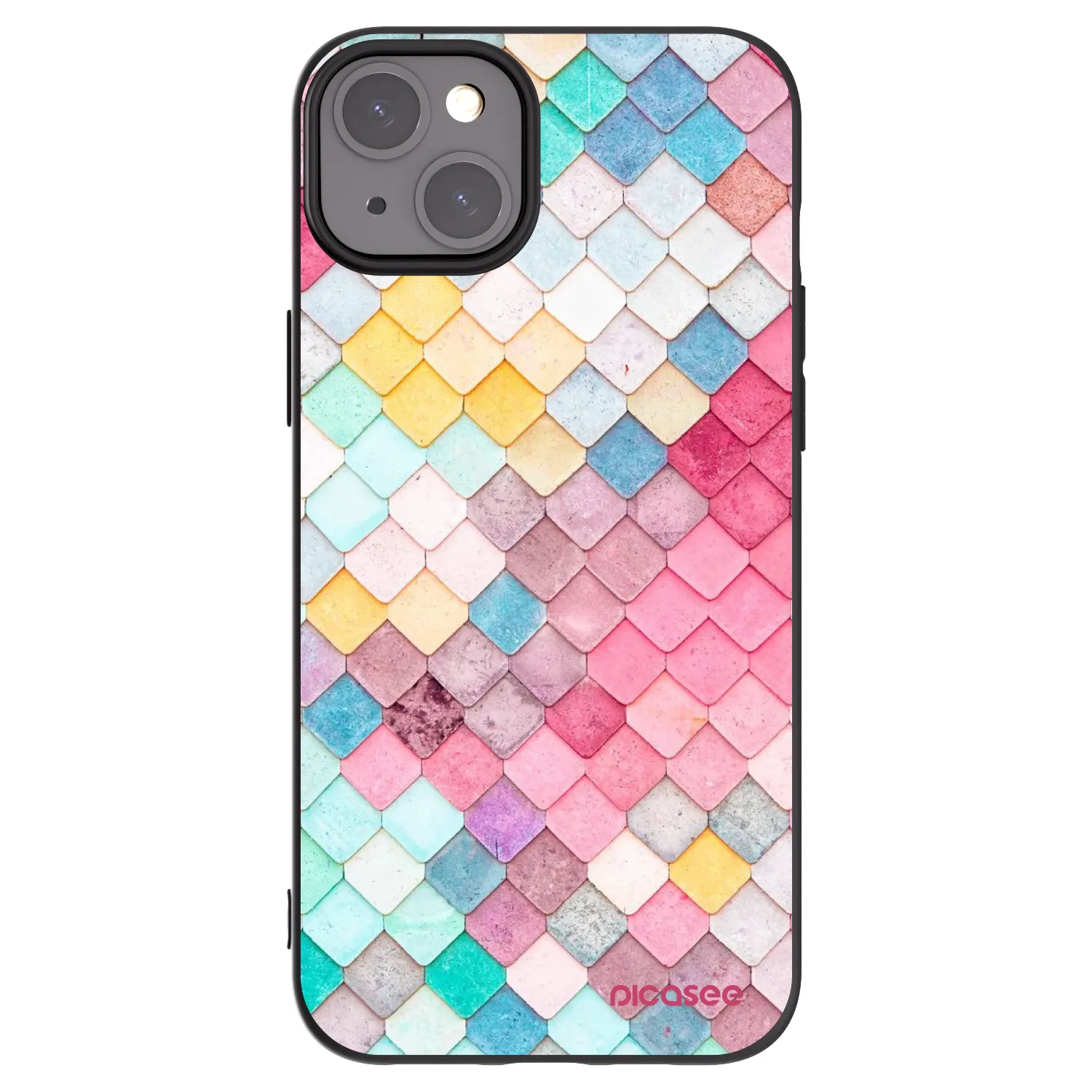 Picasee Apple iPhone 15 Plus Hülle - Schwarzes Silikon - Farbiges Dach