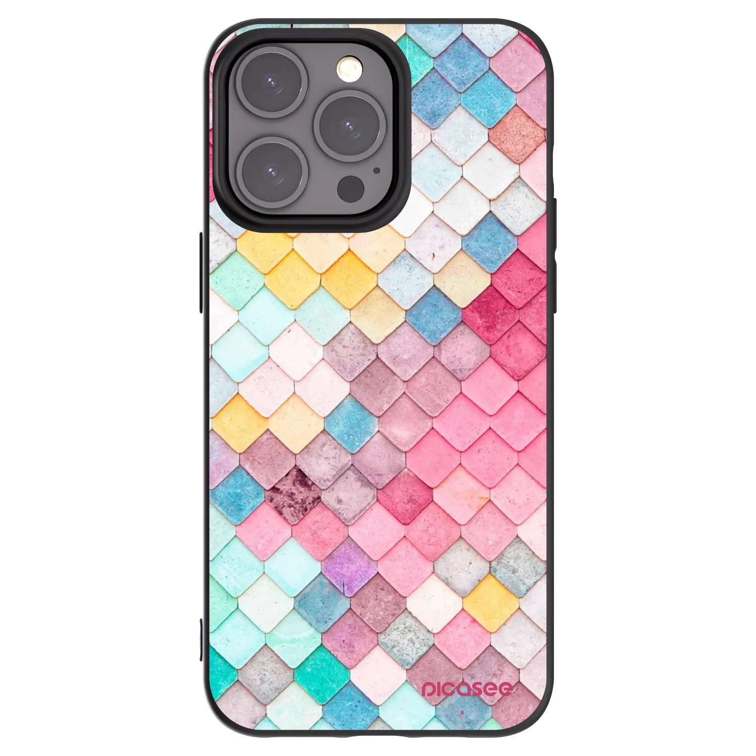 Picasee Apple iPhone 15 Pro Max Hülle - Schwarzes Silikon - Farbiges Dach