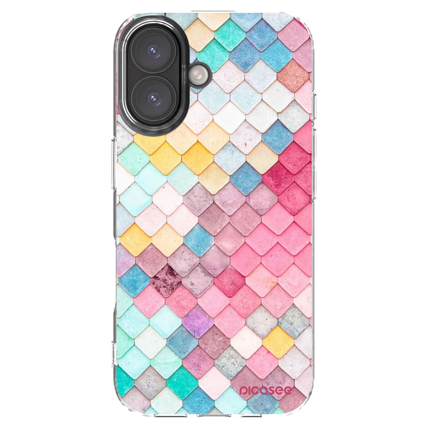 Picasee Apple iPhone 16 Hülle - Transparentes Silikon - Farbiges Dach
