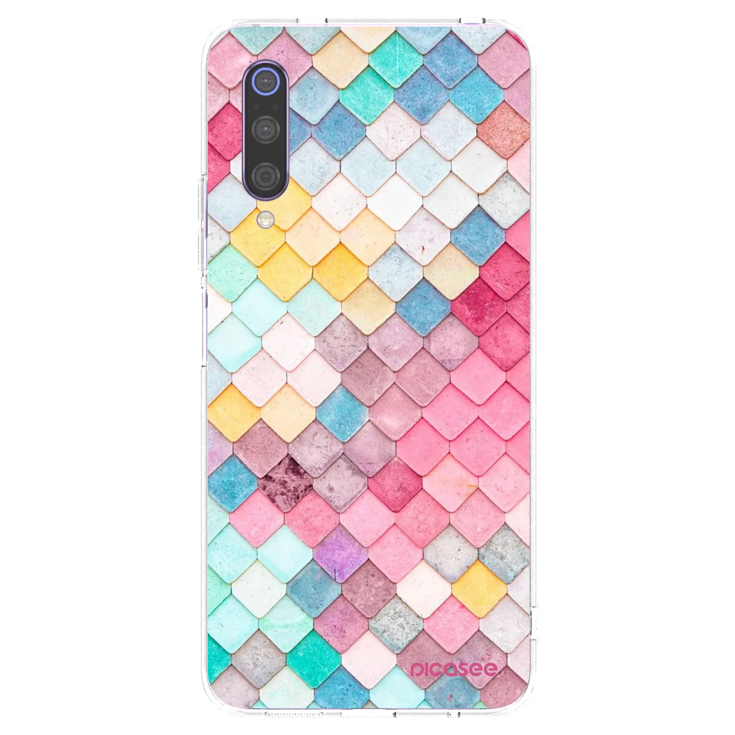 Picasee Xiaomi Mi 9 Hülle - Transparentes Silikon - Farbiges Dach
