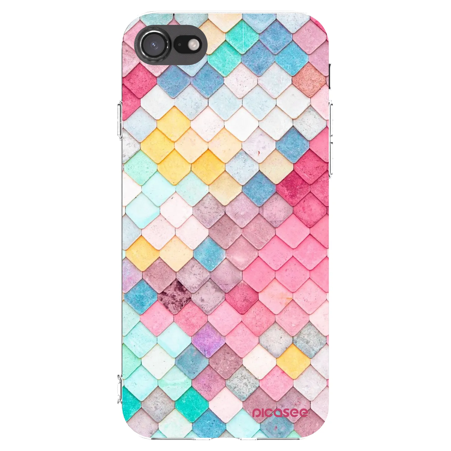 Picasee Apple iPhone 7 Hülle - Transparentes Silikon - Farbiges Dach