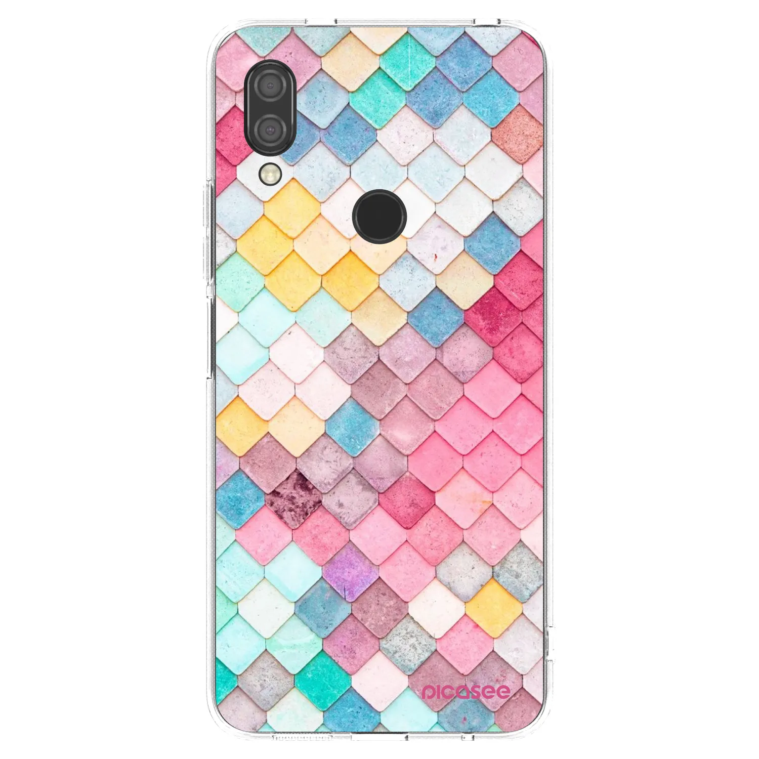 Picasee Xiaomi Redmi 7 Hülle - Transparentes Silikon - Farbiges Dach