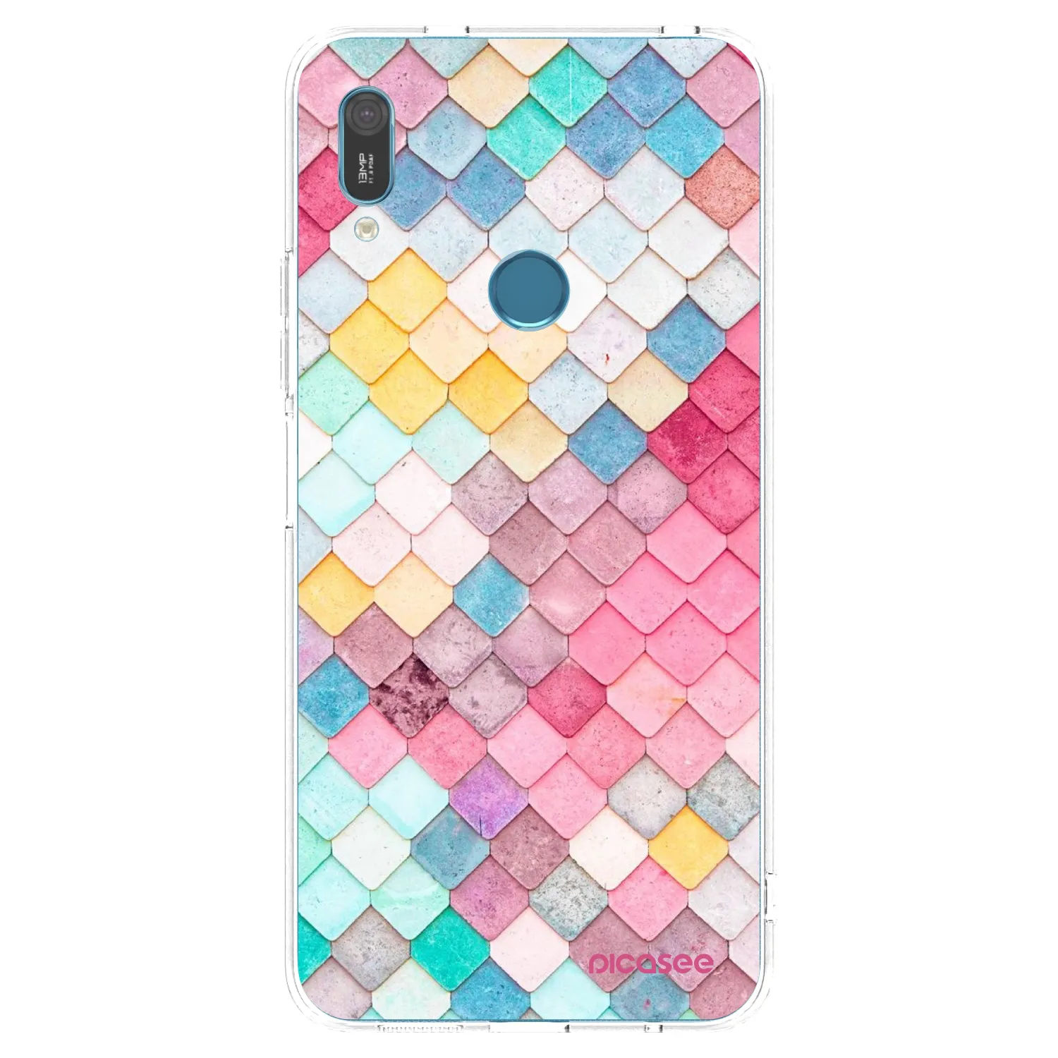 Picasee Huawei Y6 2019 Hülle - Transparentes Silikon - Farbiges Dach