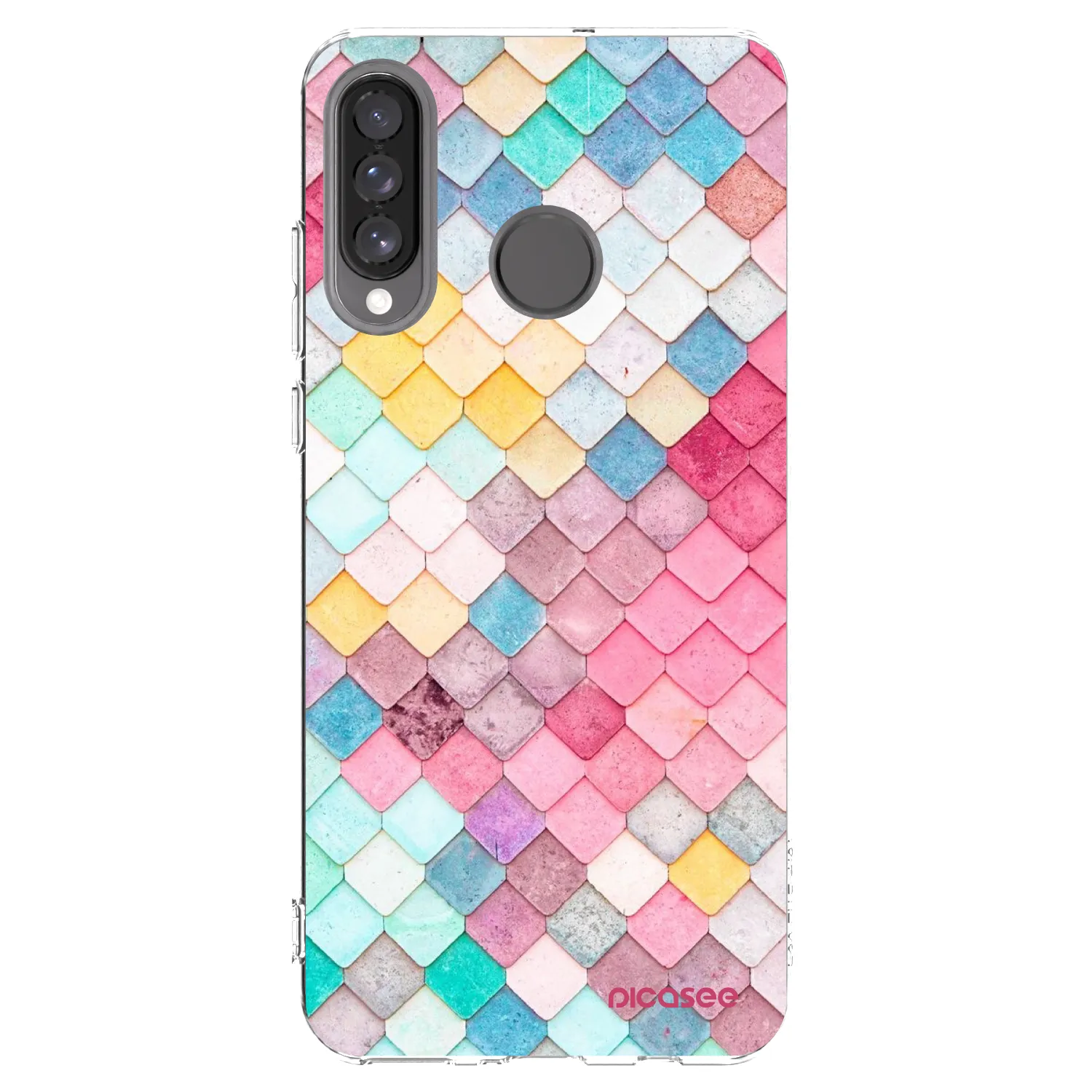 Picasee Huawei P30 Lite Hülle - Transparentes Silikon - Farbiges Dach