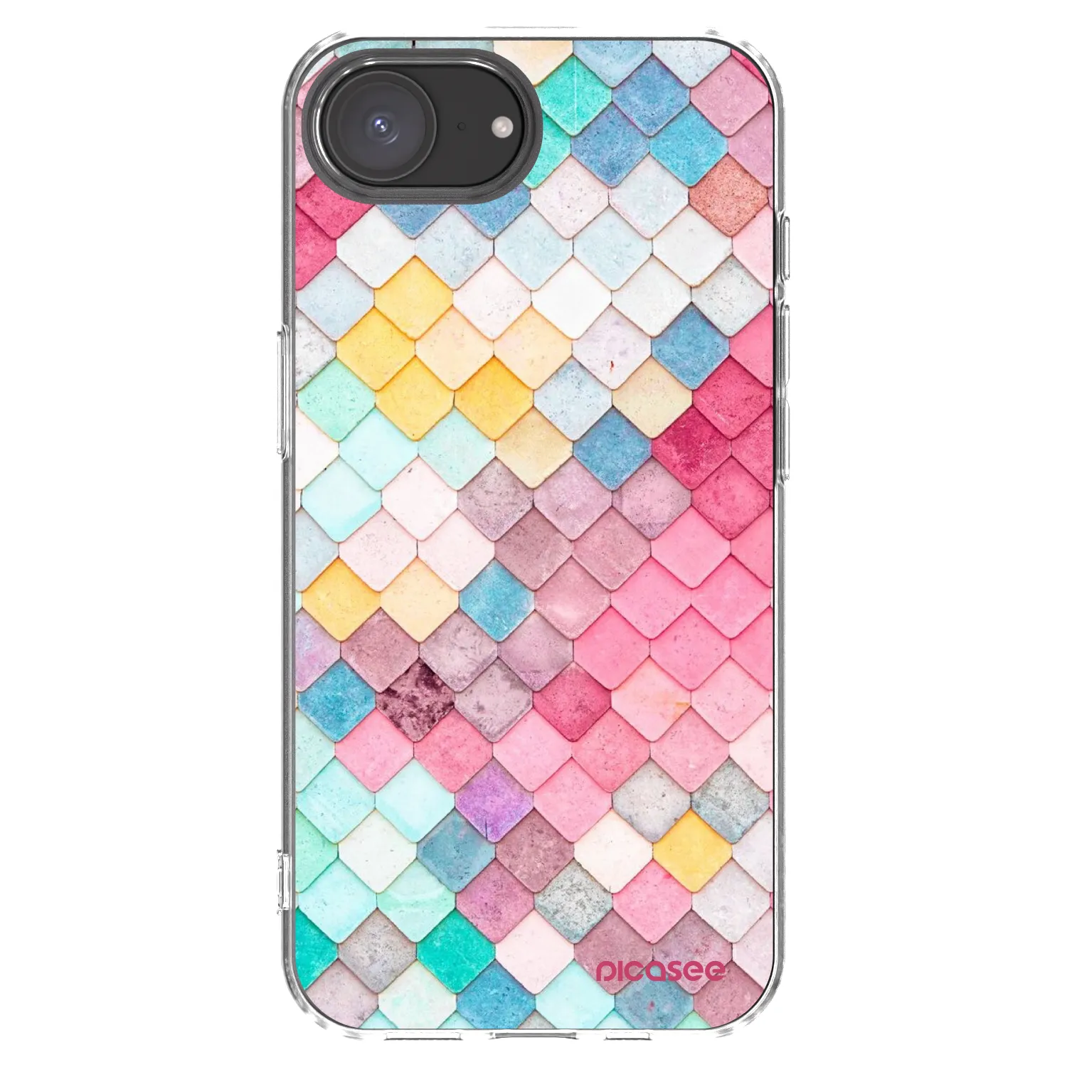 Picasee Apple iPhone 17e Hülle - Transparentes Silikon - Farbiges Dach