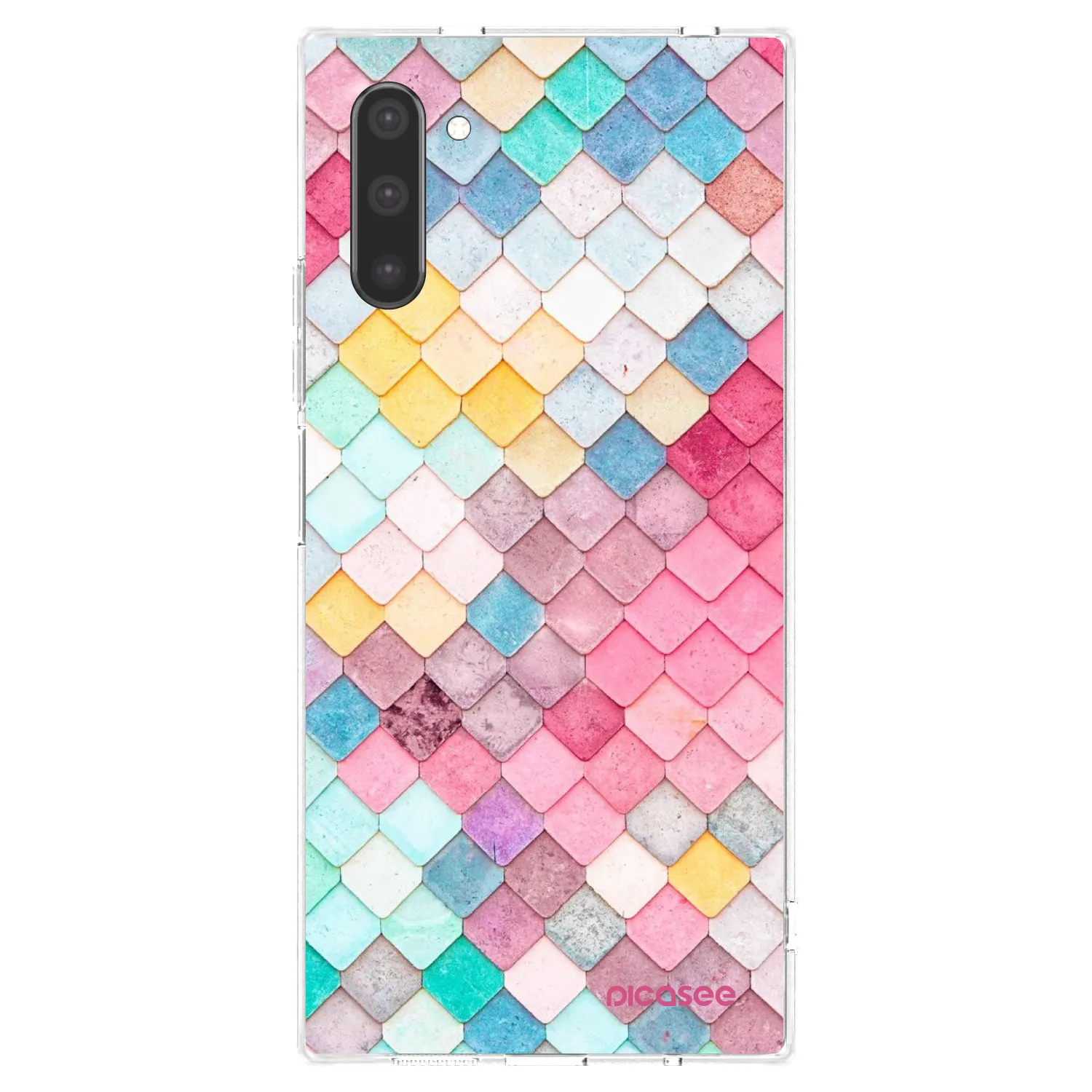 Picasee Samsung Galaxy Note 10 N970F Hülle - Transparentes Silikon - Farbiges Dach