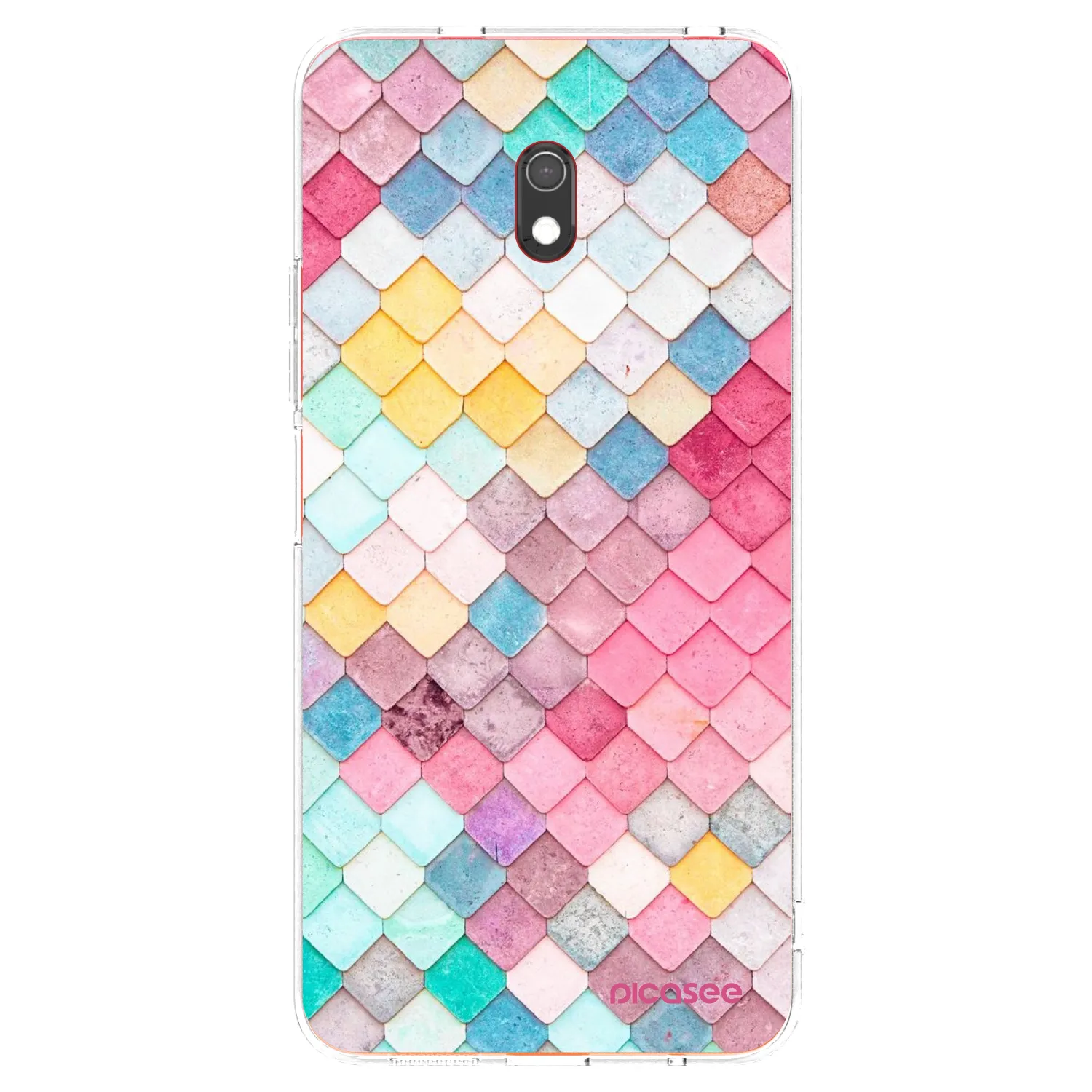 Picasee Xiaomi Redmi 8A Hülle - Transparentes Silikon - Farbiges Dach