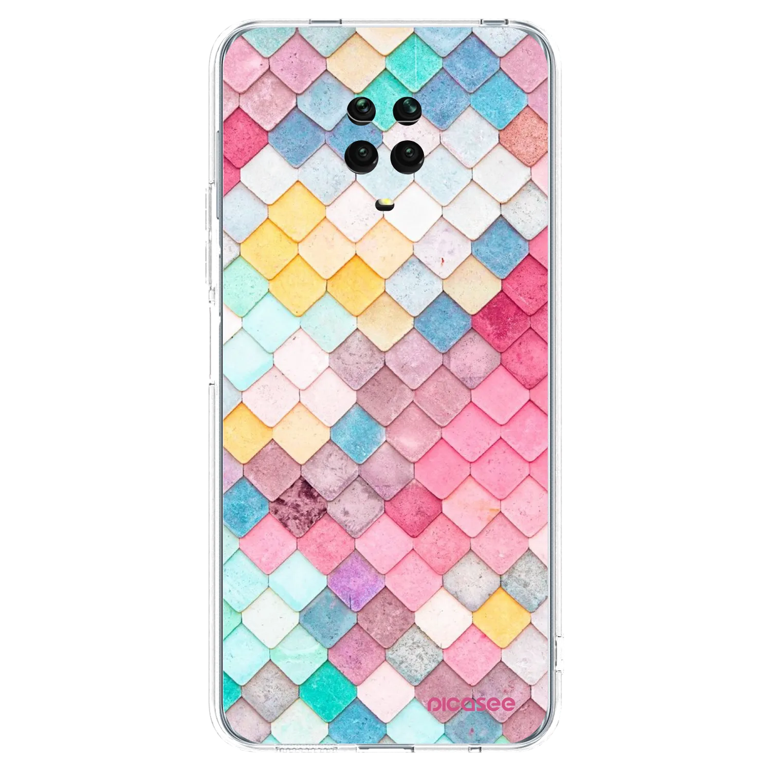 Picasee Xiaomi Redmi Note 9S Hülle - Transparentes Silikon - Farbiges Dach