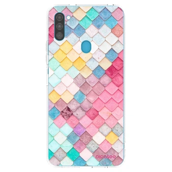 Picasee Samsung Galaxy M11 Hülle - Transparentes Silikon - Farbiges Dach