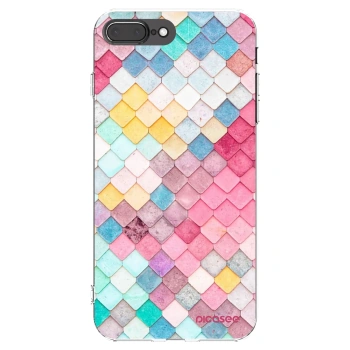 Picasee Apple iPhone 8 Plus Hülle - Transparentes Silikon - Farbiges Dach