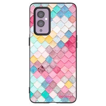 Picasee OnePlus 9 Hülle - Schwarzes Silikon - Farbiges Dach