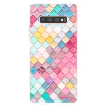 Picasee Samsung Galaxy S10 Plus G975 Hülle - Transparentes Silikon - Farbiges Dach