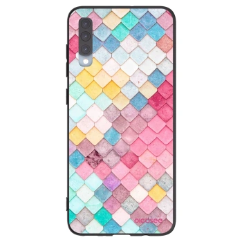 Picasee Samsung Galaxy A70 A705F Hülle - Schwarzes Silikon - Farbiges Dach