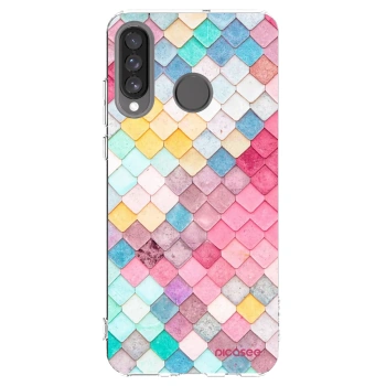 Picasee Huawei P30 Lite Hülle - Transparentes Silikon - Farbiges Dach