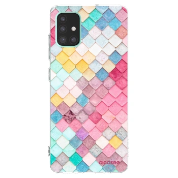Picasee Samsung Galaxy A51 A515F Hülle - Transparentes Silikon - Farbiges Dach