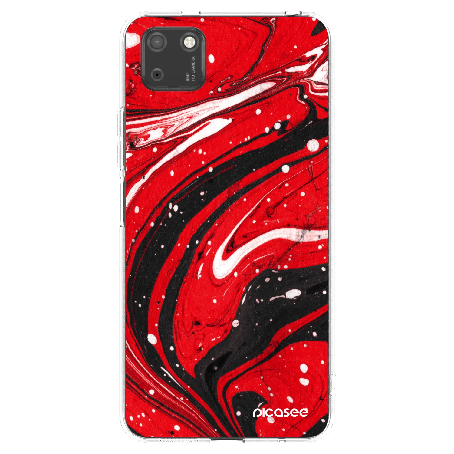 Picasee Huawei Y5P Hülle - Transparentes Silikon - Red black
