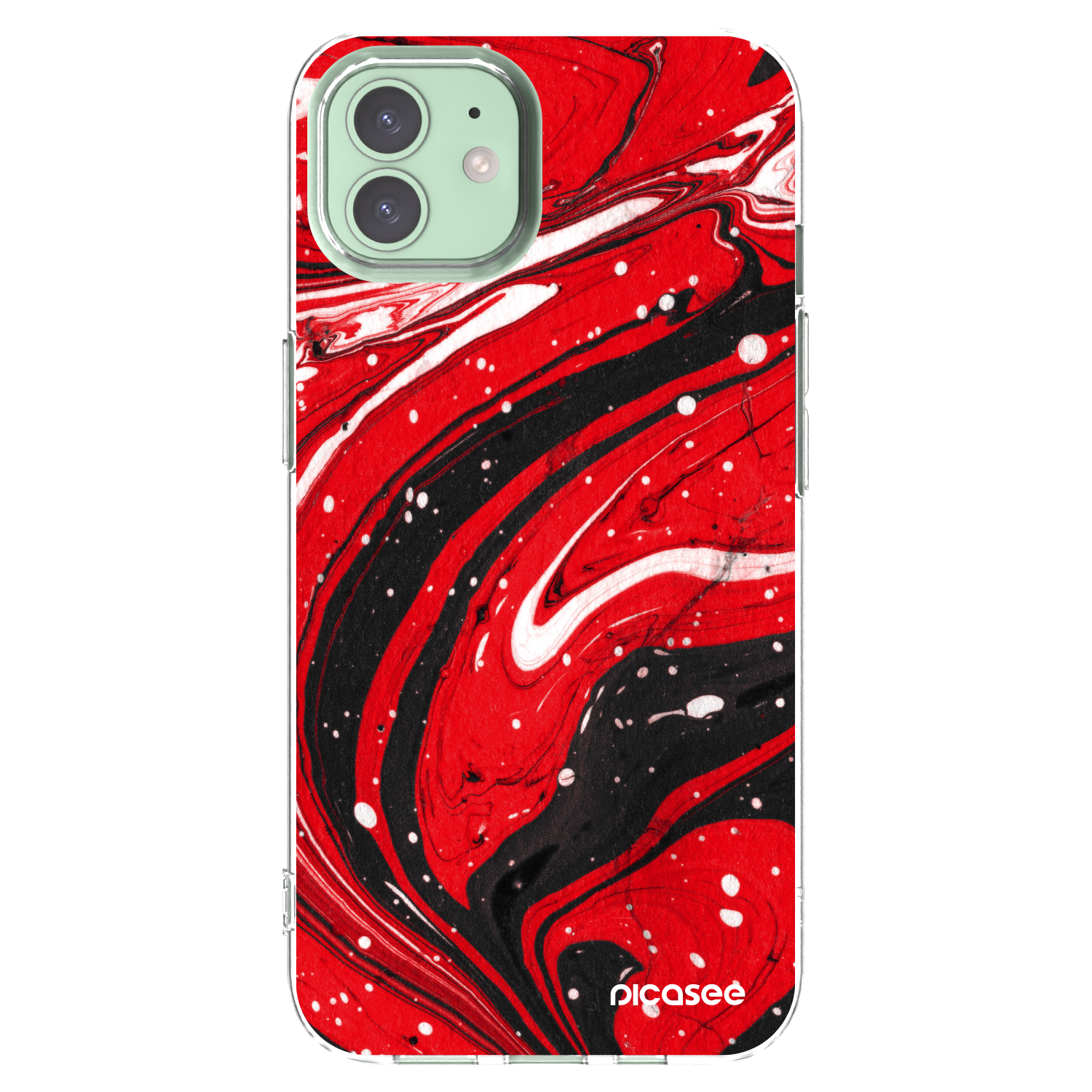 Picasee Apple iPhone 12 Pro Hülle - Transparentes Silikon - Red black