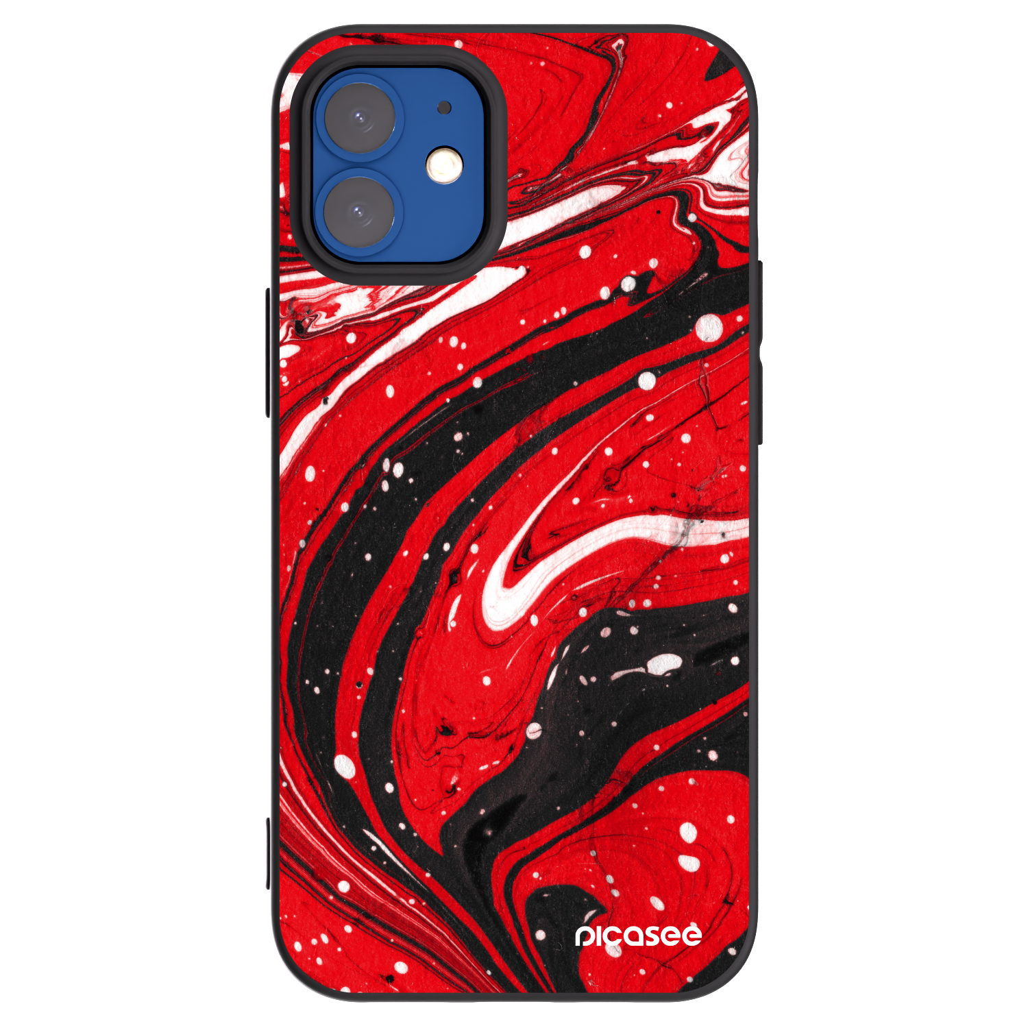 Picasee Apple iPhone 12 mini Hülle - Schwarzes Silikon - Red black