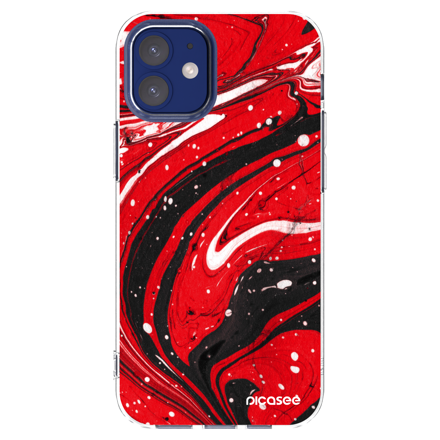 Picasee Apple iPhone 12 mini Hülle - Transparentes Silikon - Red black