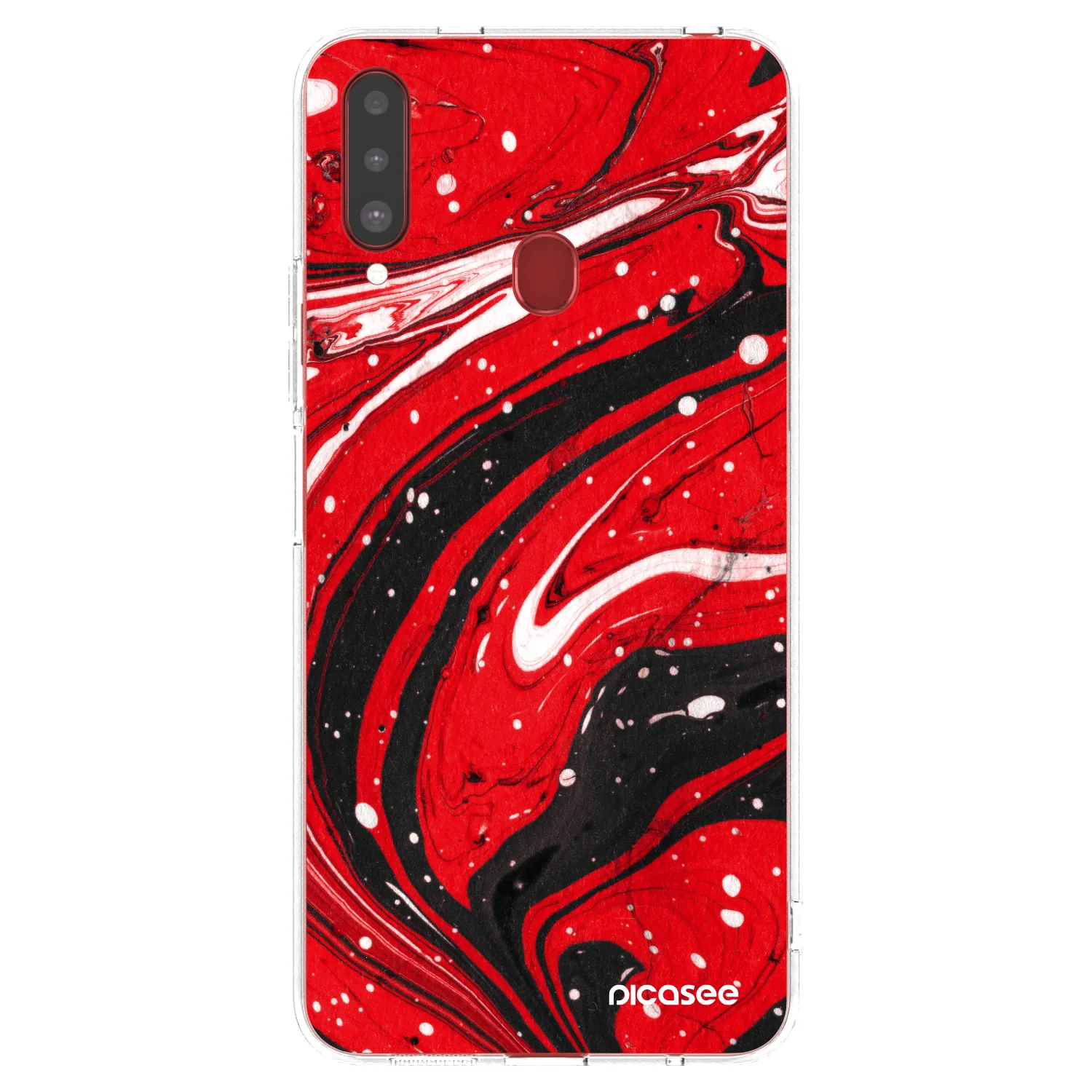 Picasee Samsung Galaxy A20s Hülle - Transparentes Silikon - Red black