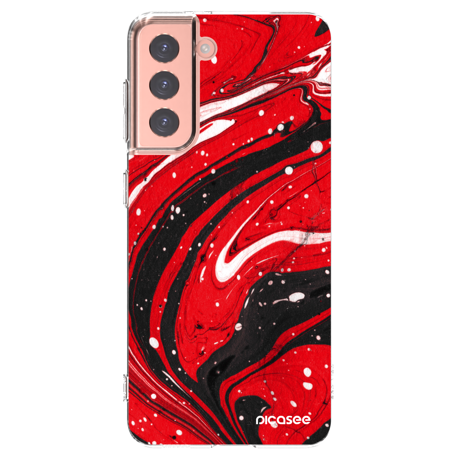 Picasee Samsung Galaxy S21 5G G991B Hülle - Transparentes Silikon - Red black