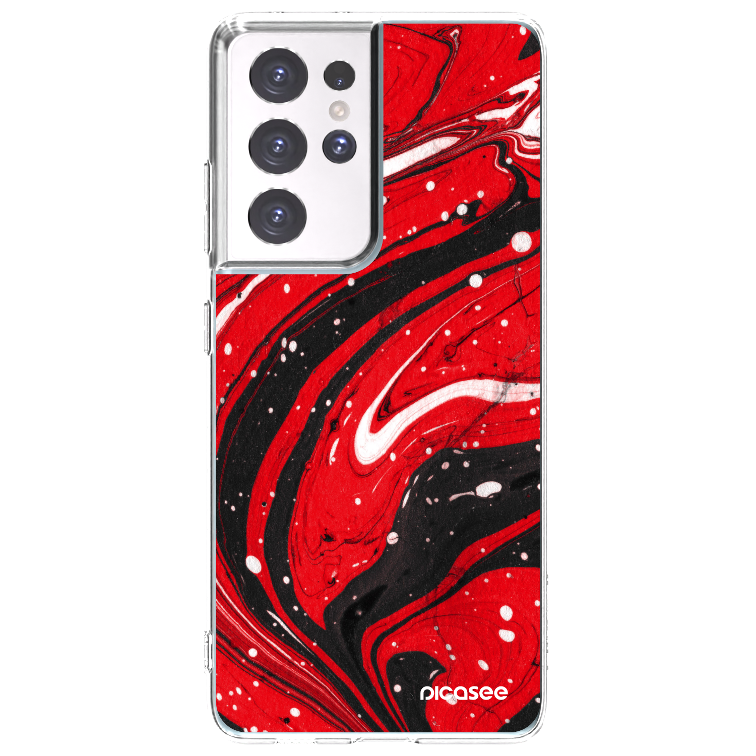 Picasee Samsung Galaxy S21 Ultra 5G G998B Hülle - Transparentes Silikon - Red black