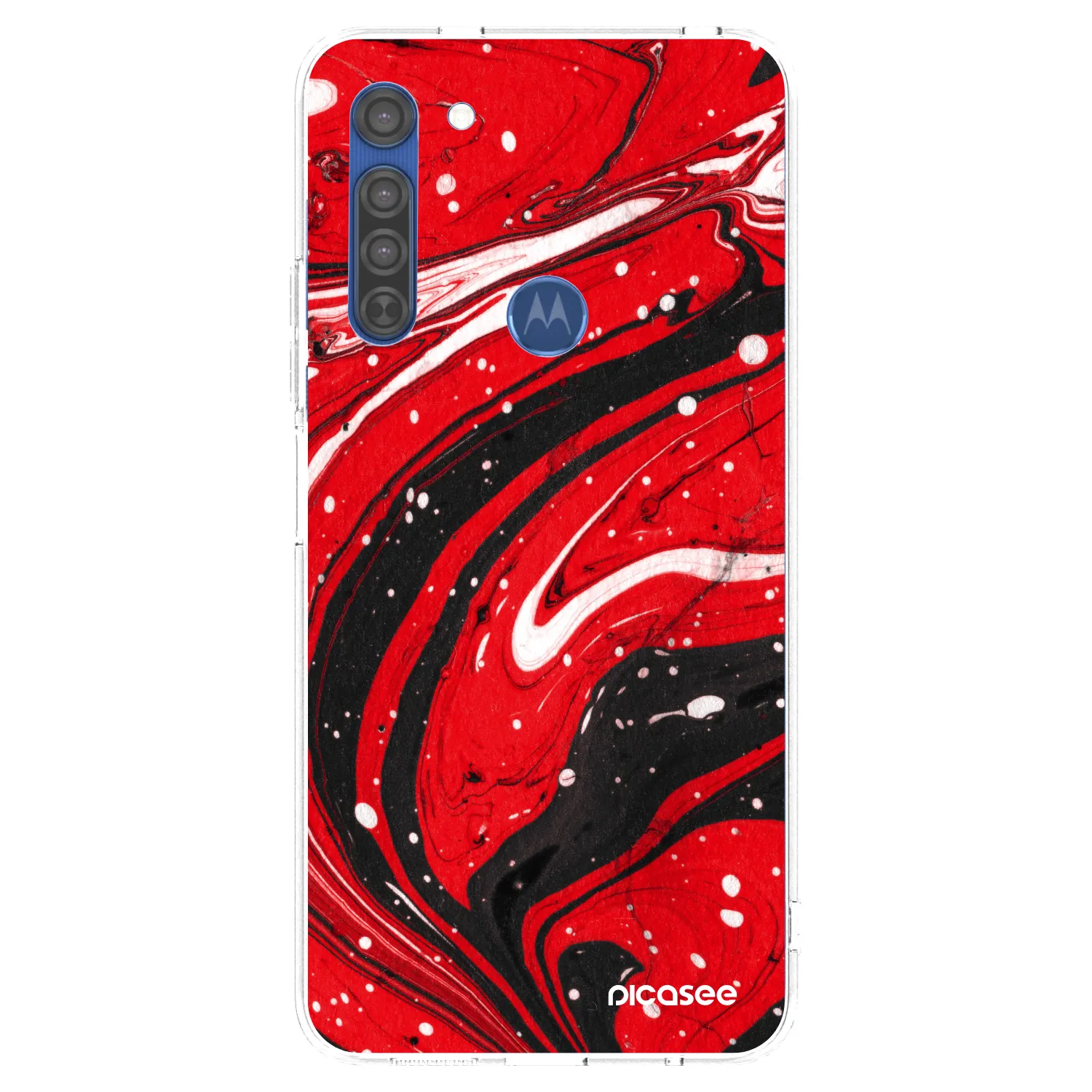 Picasee Motorola Moto G8 Hülle - Transparentes Silikon - Red black