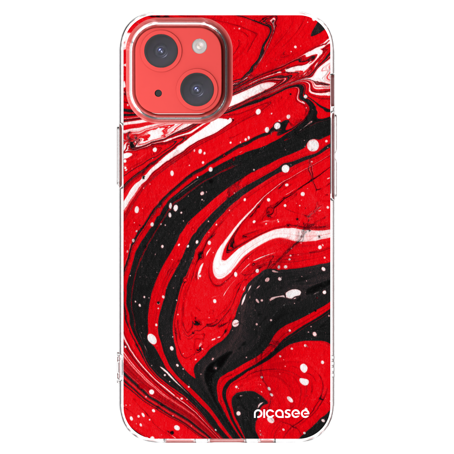 Picasee Apple iPhone 13 mini Hülle - Transparentes Silikon - Red black