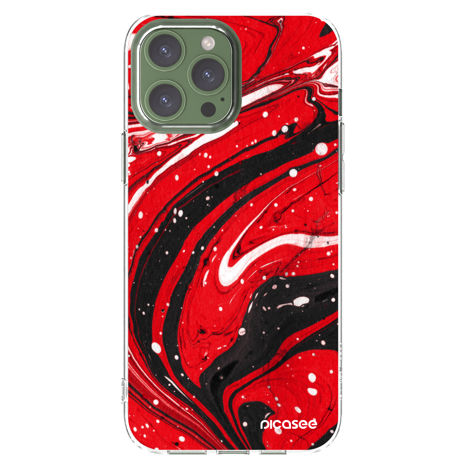 Picasee Apple iPhone 13 Pro Max Hülle - Transparentes Silikon - Red black